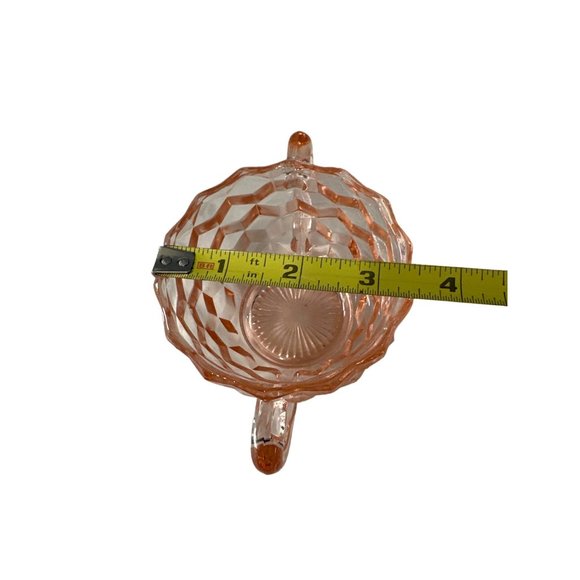 Vintage Jeannette Cubist Cube depression glass pink double handled open sugar bo - Picture 5 of 6